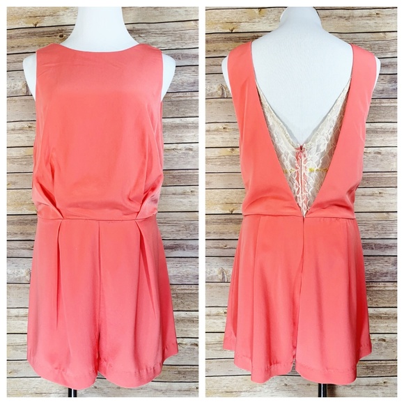 Astr Pants - Astr the Label Coral Lace Open Back Romper